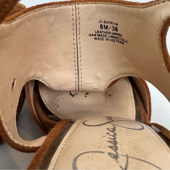 Jessica Simpson Cognac Suede Platform Slingback Heels Size 8 - Picture 6 of 8